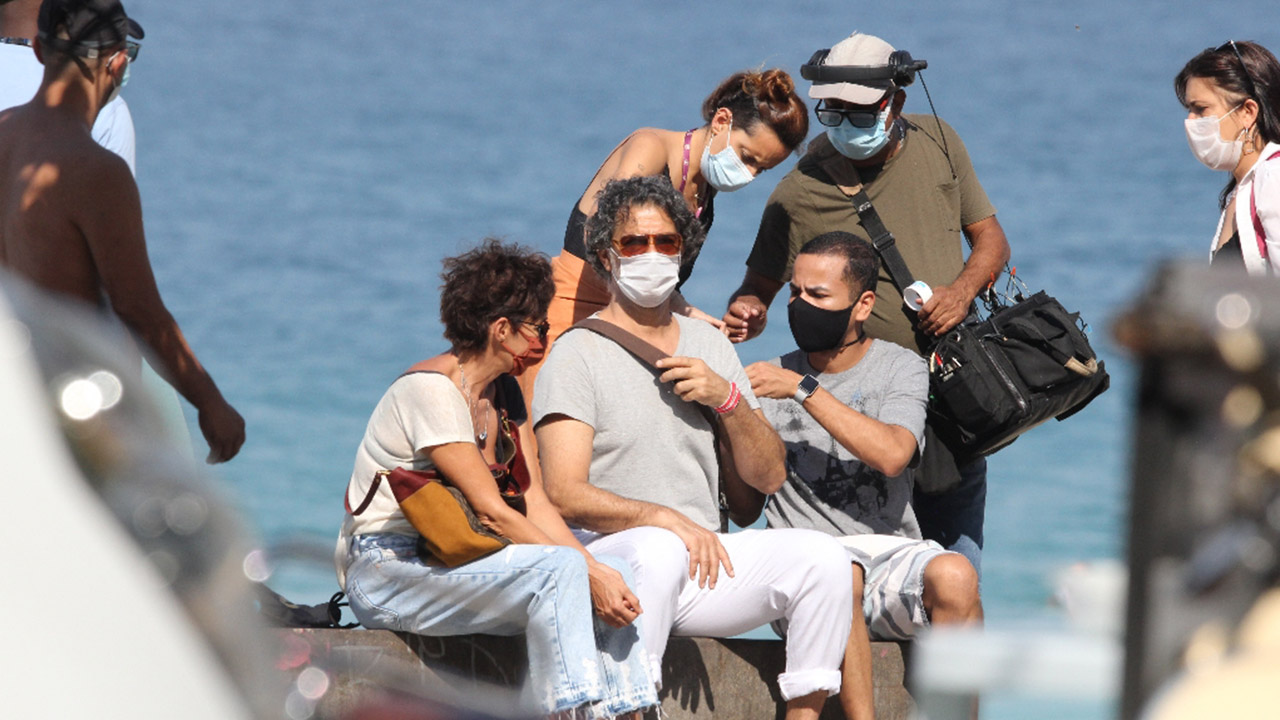 Eduardo Moscovis e Andrea Beltrão nos bastidores de Um Lugar ao Sol - Crédito: AgNews