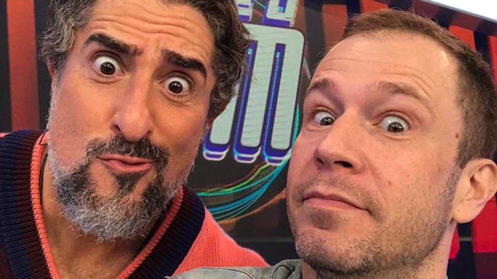 Marcos Mion e Tiago Leifert nos bastidores do Caldeirão - Crédito: Reprodução / Instagram