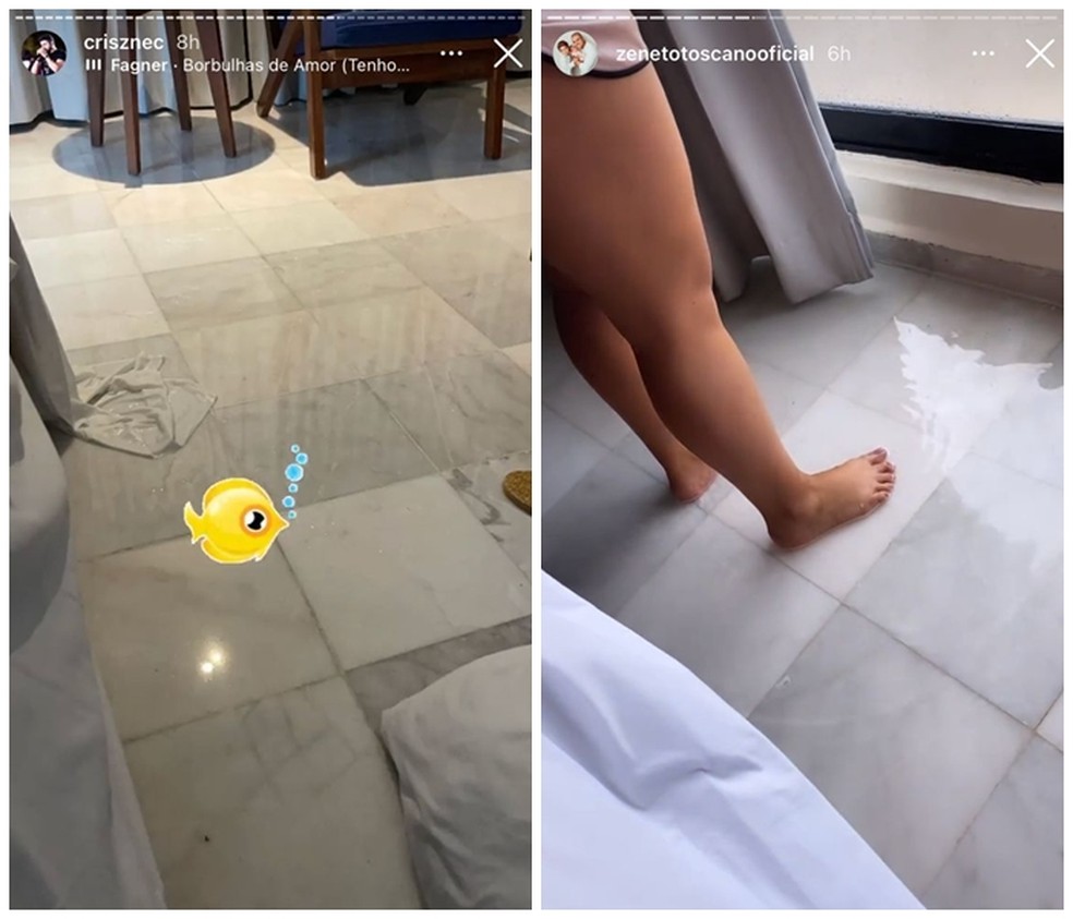 Zé Neto e Cristiano mostram a água que invadiu o quarto durante furacão - Crédito: Reprodução / Instagram