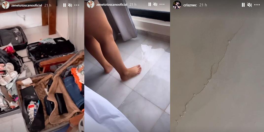 Zé Neto e Cristiano mostram a água que invadiu o quarto durante furacão - Crédito: Reprodução / Instagram