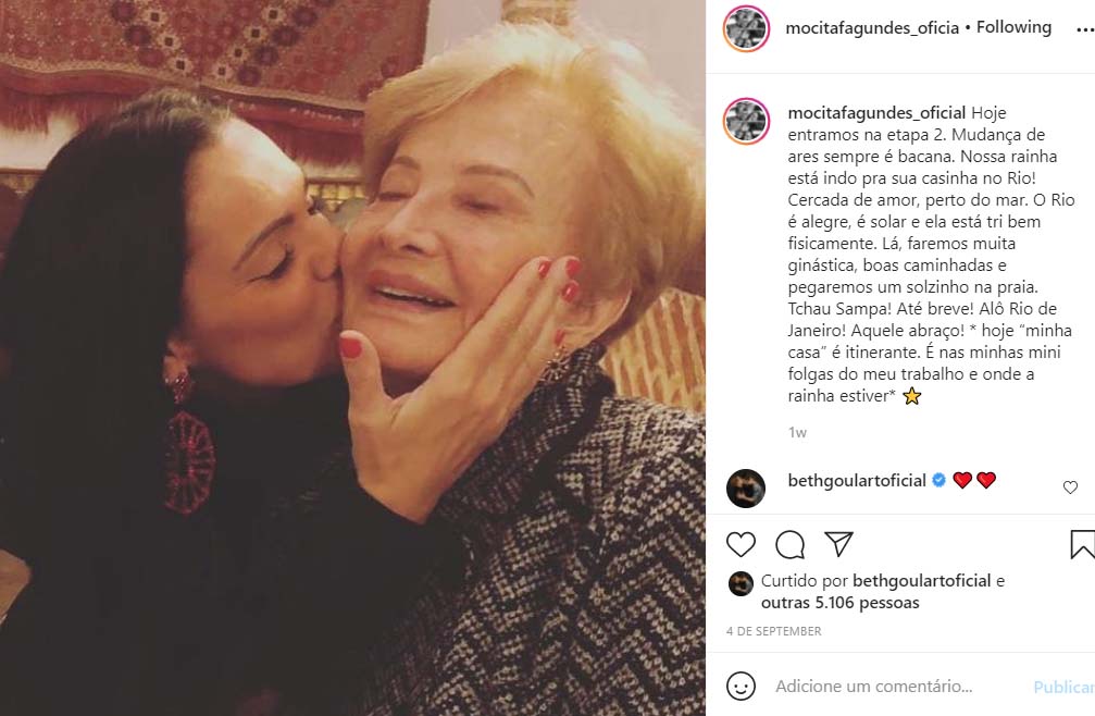 Mocita Fagundes fala sobre Gloria Menezes - Crédito: Reprodução / Instagram