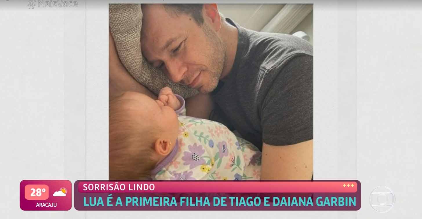 Tiago Leifert mostra a filha no programa Mais Você - Crédito: Reprodução / Globo