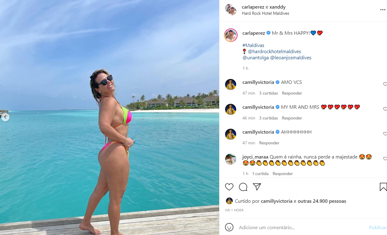 Carla Perez mostra fotos da viagem para as Ilhas Maldivas - Crédito: Reprodução / Instagram