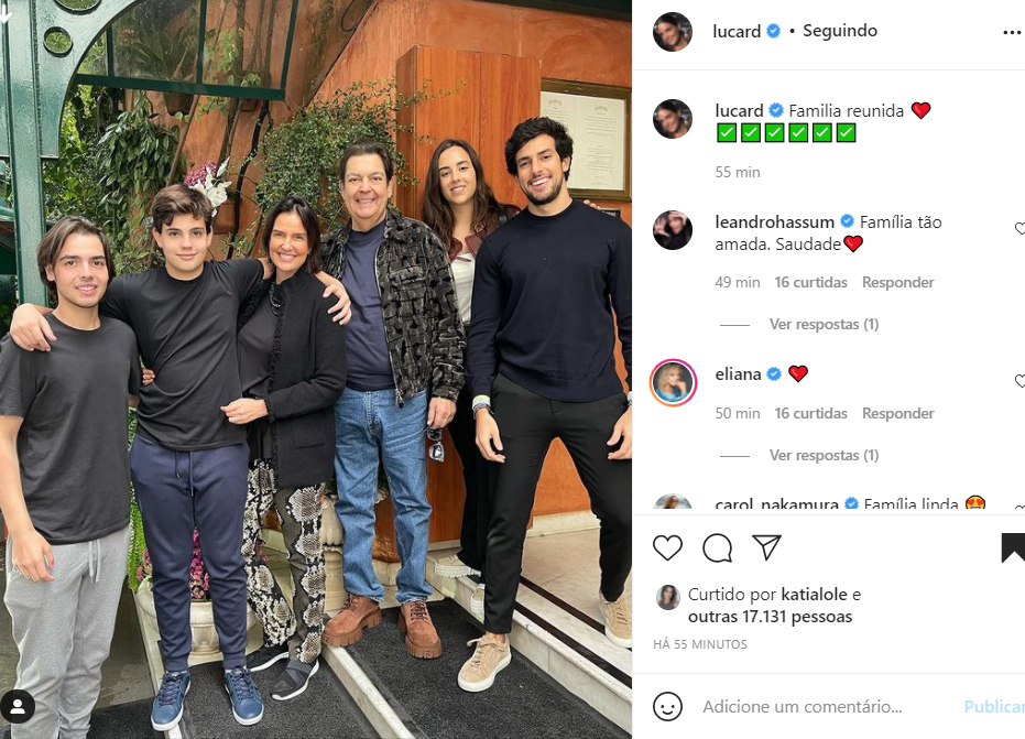 Faustão surge com a família em nova foto - Crédito: Reprodução / Instagram