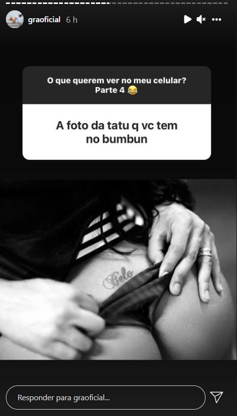 Gracyanne Barbosa mostra tatuagem que fez para o marido - Crédito: Reprodução / Instagram