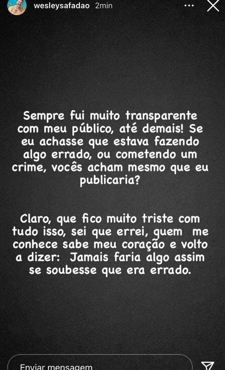 Wesley Safadão se pronuncia sobre a polêmica da vacinação - Crédito: Reprodução / Instagram