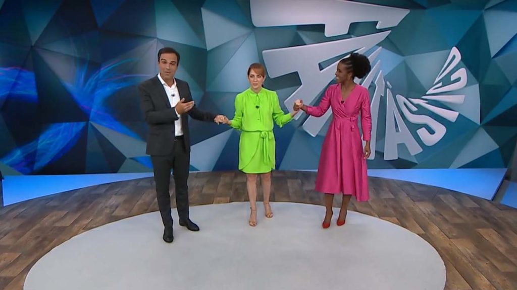 Tadeu Schmidt, Poliana Abritta e Maju Coutinho - Crédito: Reprodução / Globo