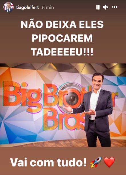 Tiago Leifert manda recado para Tadeu Schmidt - Crédito: Reprodução / Instagram