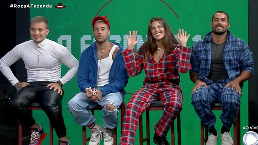 MC Gui, Gui Araújo, Dayane Mello e Bil Araújo estão na décima roça - Crédito: Reprodução / Record