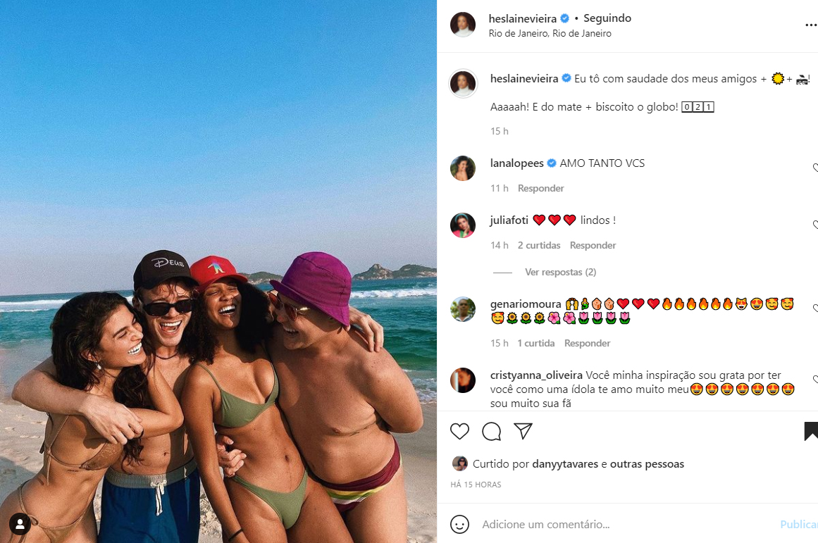 Heslaine Vieira curte dia na praia com os amigos - Crédito: Reprodução / Instagram