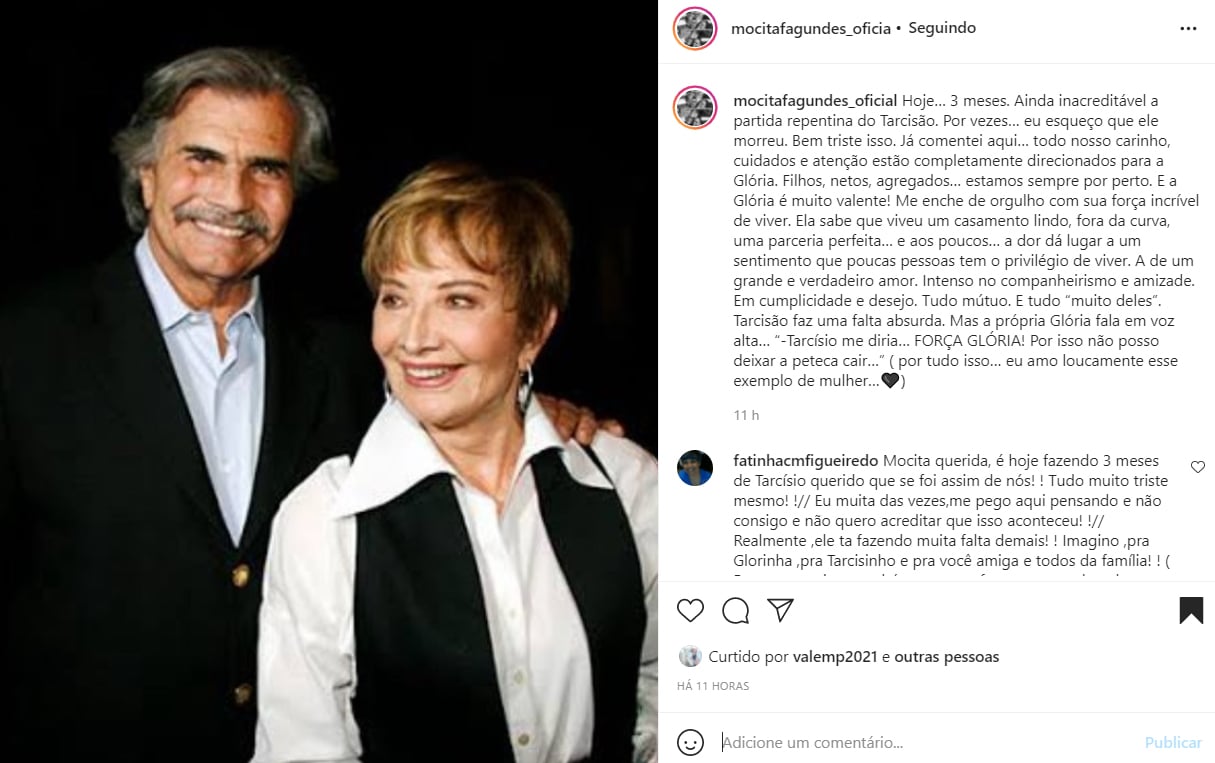 Mocita Fagundes fala sobre Tarcísio Meira e Gloria Menezes - Crédito: Reprodução / Instagram