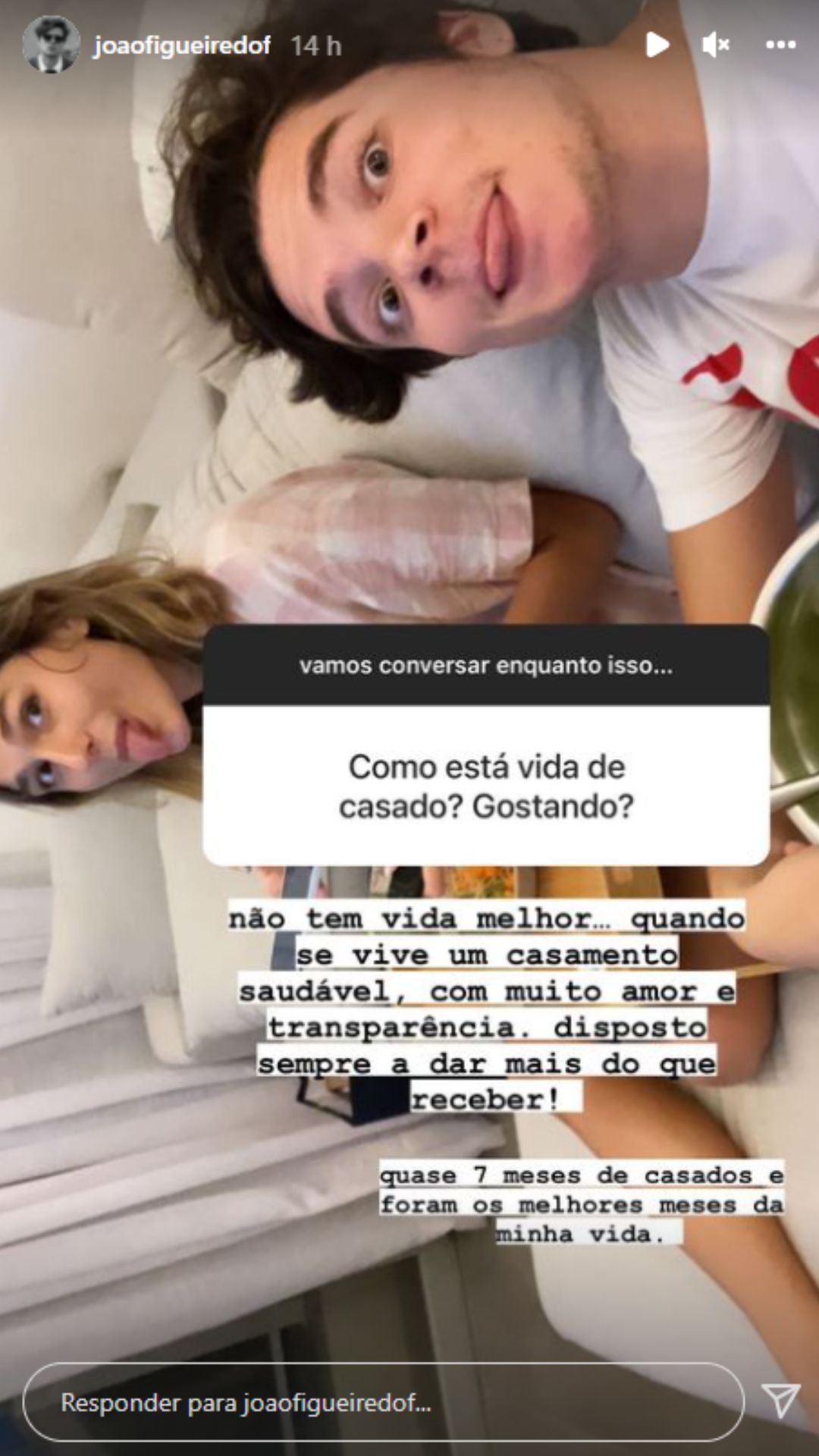 João Figueiredo fala sobre o casamento. Reprodução/Instagram