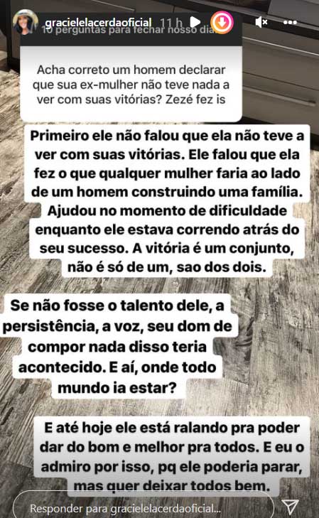 Graciele Lacerda fala sobre Zezé Di Camargo - Crédito: Reprodução / Instagram