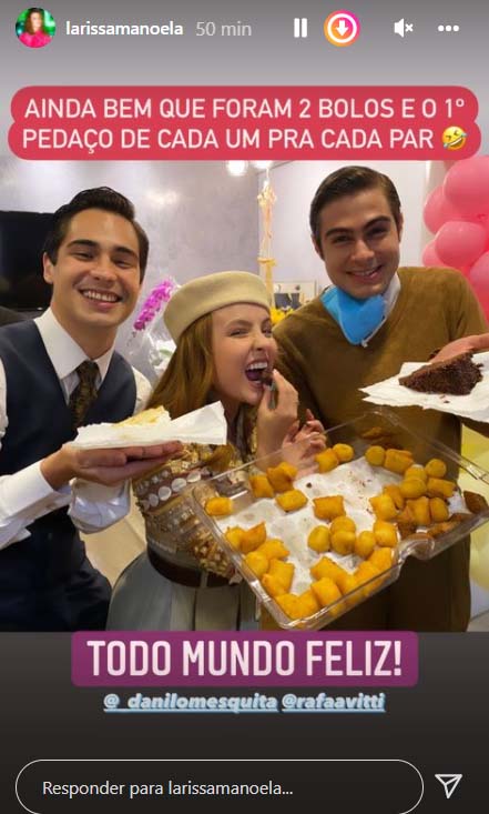Larissa Manoela comemora seu aniversário no camarim da Globo - Crédito: Reprodução / Instagram