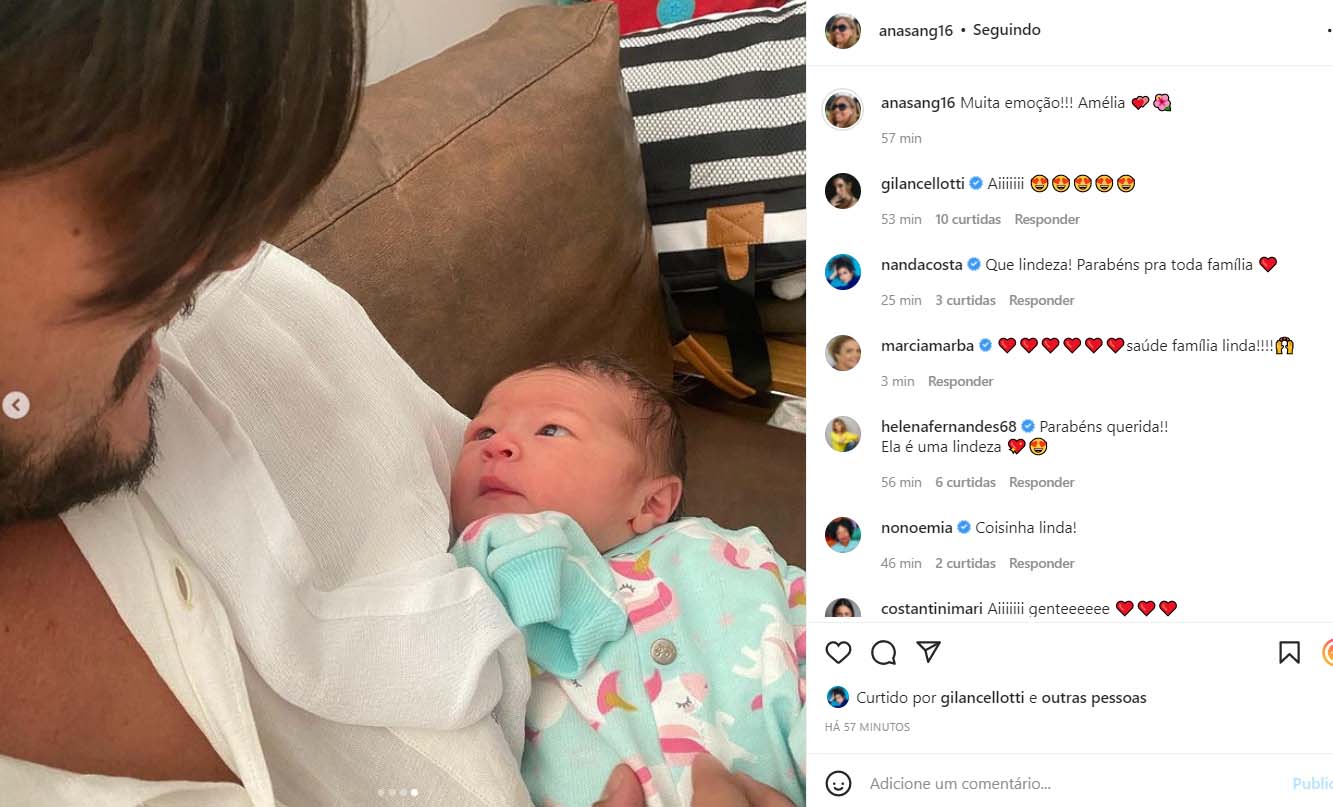 Bruno Gissoni posa com a filha recém-nascida - Crédito: Reprodução / Instagram