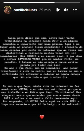 Camilla de Lucas fala sobre o The Masked Singer - Crédito: Reprodução / Instagram