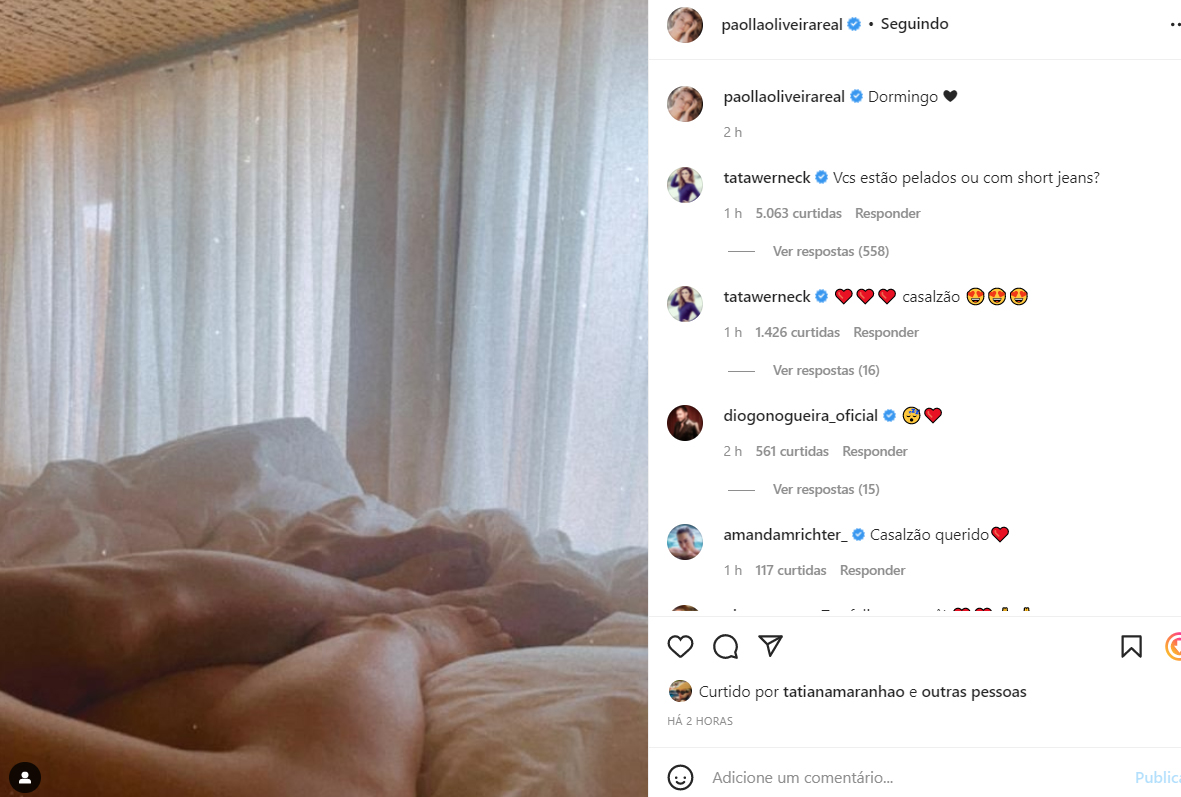 Paolla Oliveira mostra foto ousada com Diogo Nogueira - Crédito: Reprodução / Instagram