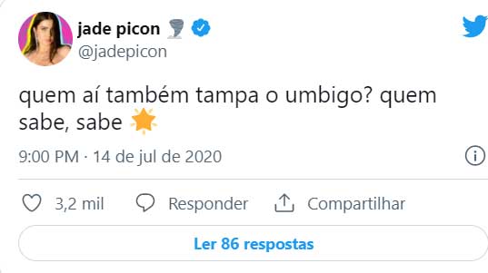 Tweet de Jade Picon - Crédito: Reprodução / Globo