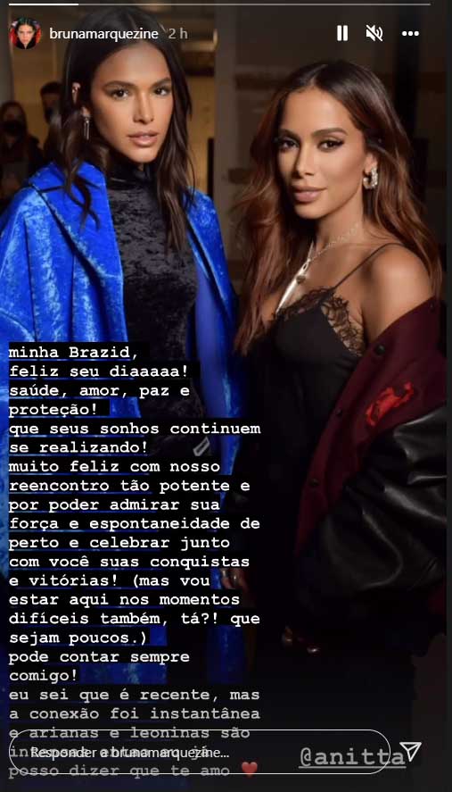 Bruna Marquezine comemora o aniversário de Anitta - Crédito: Reprodução / Instagram