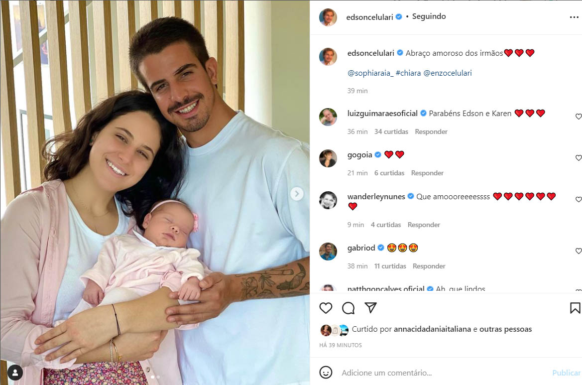 Sophia, Chiara e Enzo Celulari - Crédito: Reprodução / Instagram