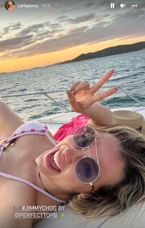 Carla Perez mostra seu passeio de barco - Crédito: Reprodução / Instagram