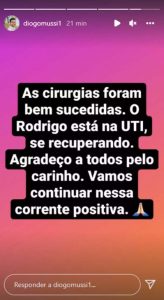 Diogo Mussi faz post sobre Rodrigo