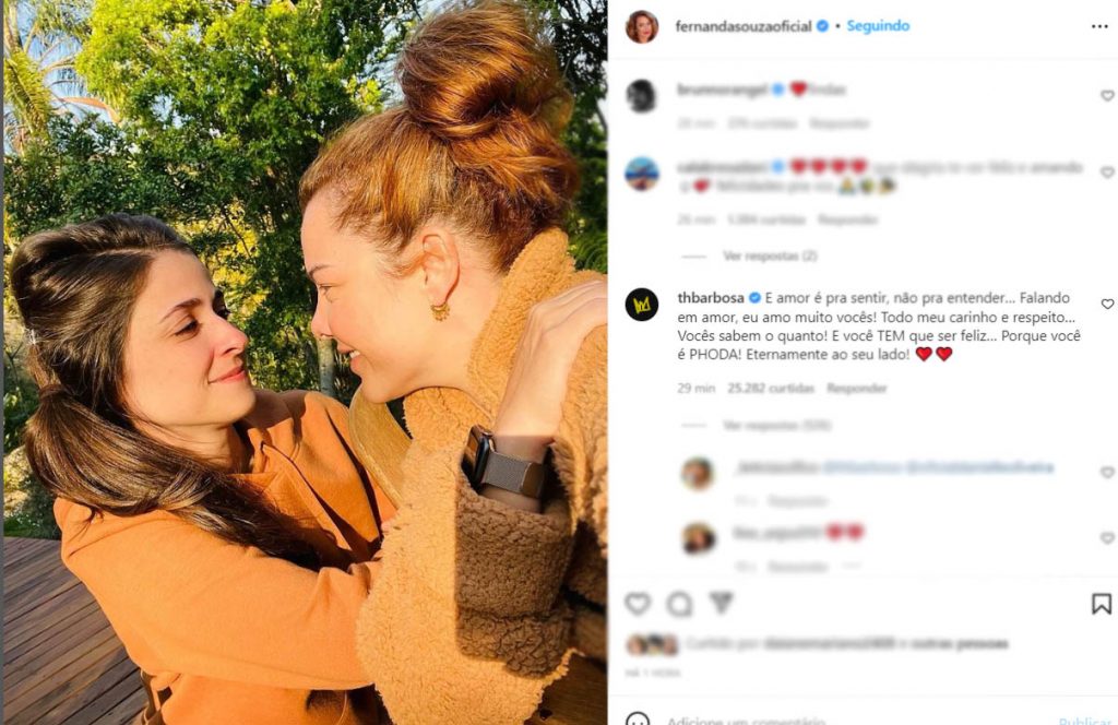 Thiaguinho deixa comentário em foto de Fernanda Souza e Eduarda Porto - Crédito: Reprodução / Instagram