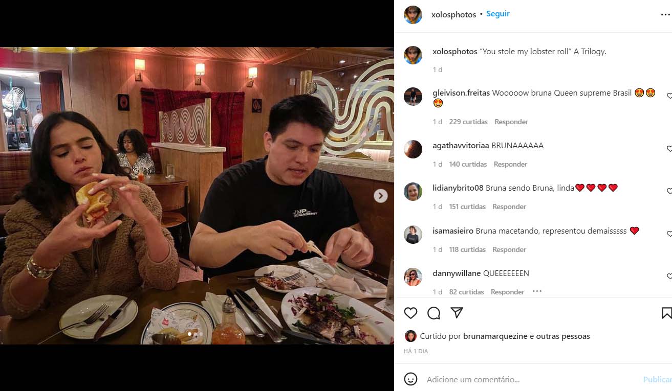 Bruna Marquezine surge em post feito pelo ator do filme Besouro Azul - Crédito: Reprodução / Instagram