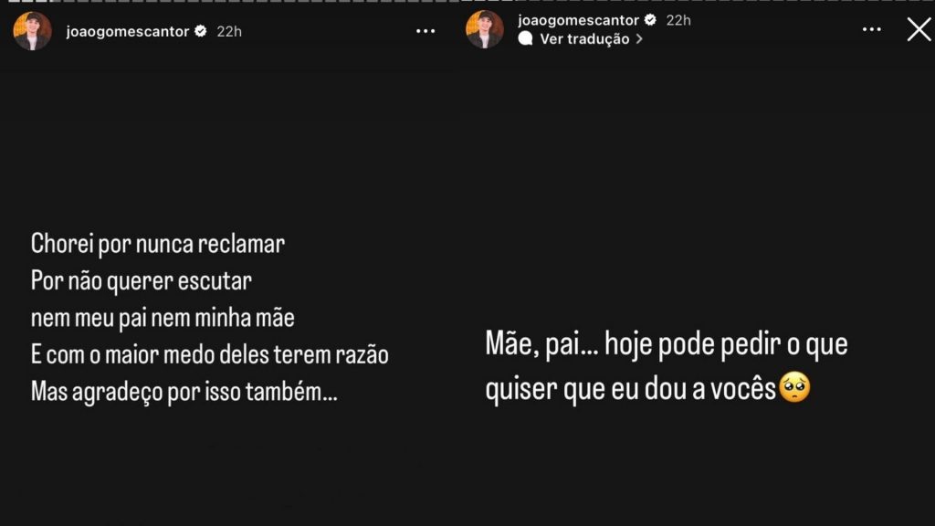 João Gomes faz reflexão sobre sua carreira (Reprodução/Instagram)