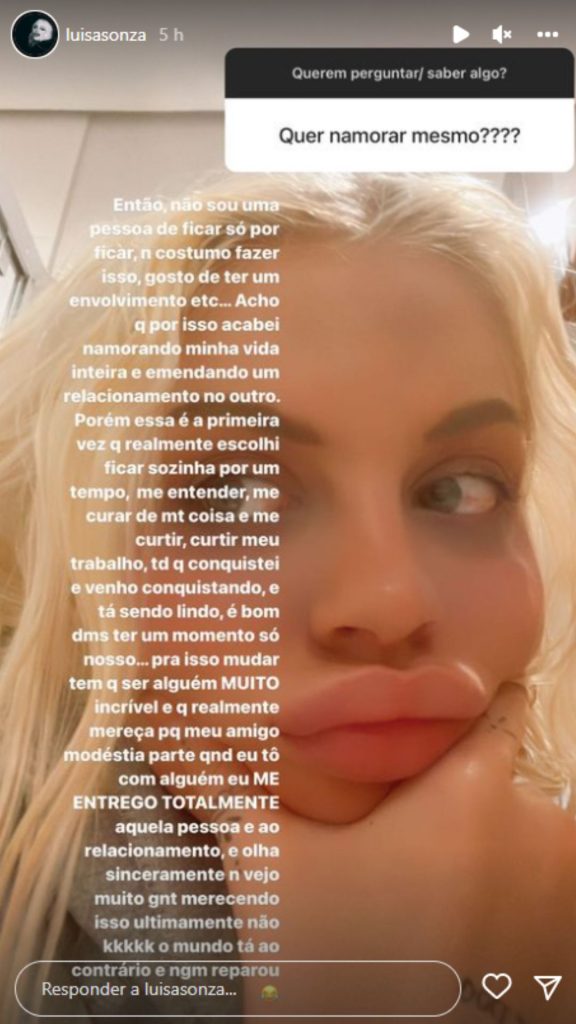 Story de Luisa Sonza. Reprodução/Instagram