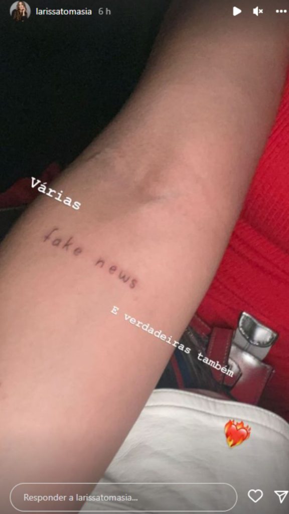 Tatuagem Larissa Tomásia. Reprodução/Instagram