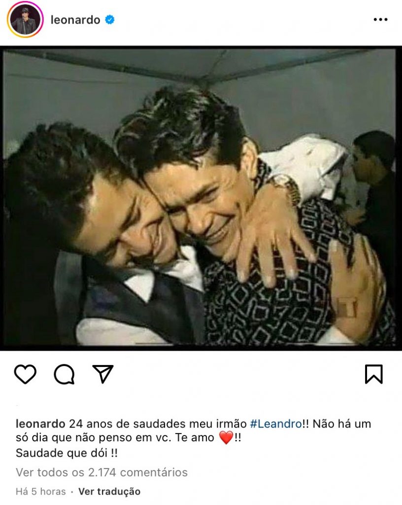 Leonardo homenageia o irmão, Leandro (Reprodução/Instagram)