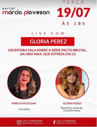 Live Márcia Piovesan e Glória Perez (Reprodução/Instagram)