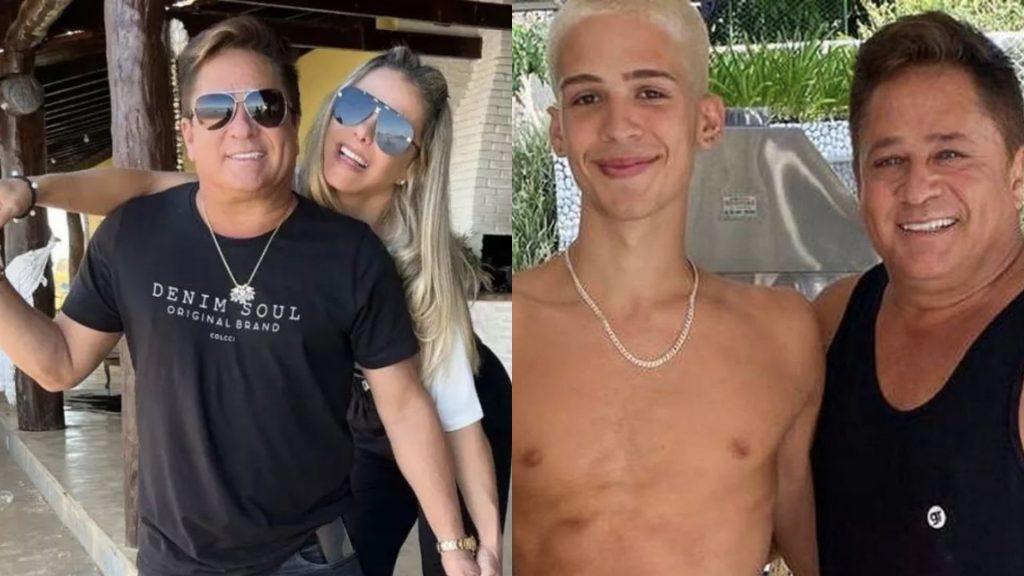 Leonardo, Poliana Rocha e João Guilherme, filho do cantor (Reprodução/Instagram)