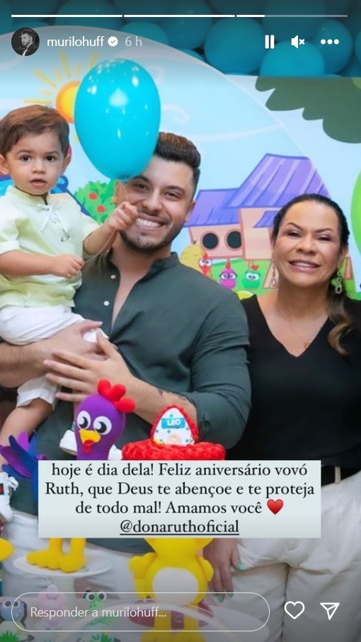 Leo, Murilo Huff e Dona Ruth (Reprodução/Instagram)