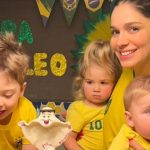 Sabrina Petraglia com os filhos, Léo, Gael e Maya