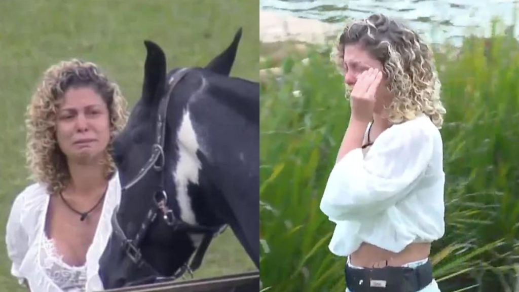 Bárbara Borges se despede dos animais de 'A Fazenda 14' (Reprodução/PlayPlus)