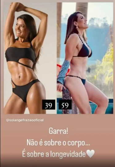 Solange Frazão choca web ao comparar corpo nos últimos 20 anos