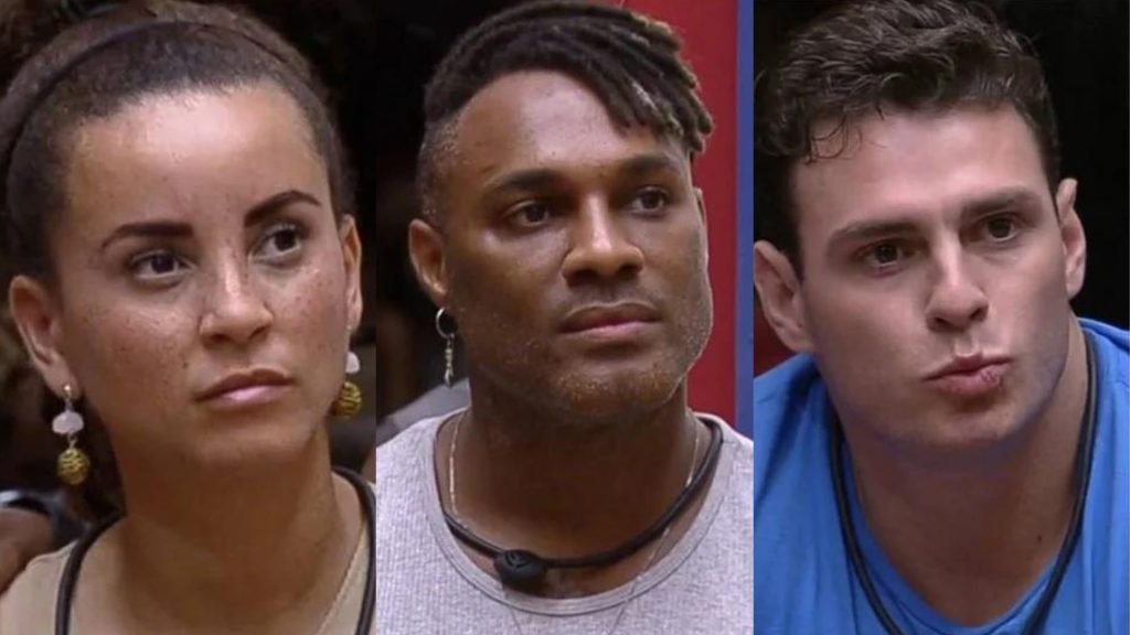 Domitila, Fred Nicácio e Gustavo no 'BBB 23'. Reprodução/Globoplay