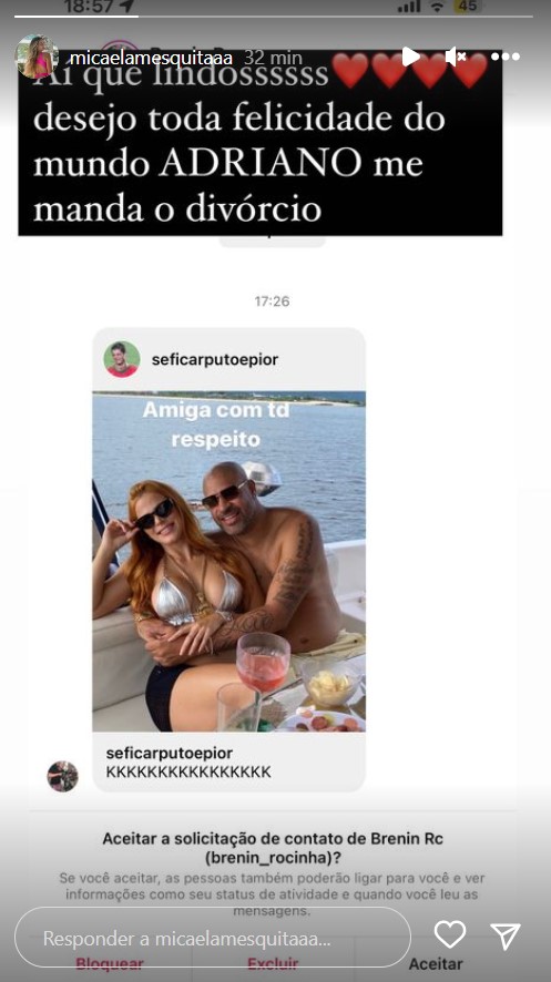 Adriano Imperador surge abraçado com mulher e ex reage nas redes sociais