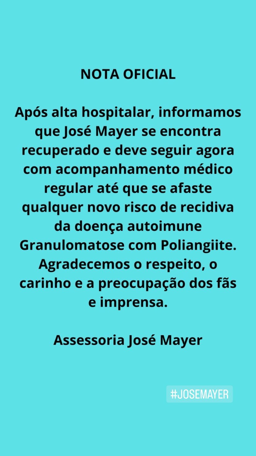 Story de José Mayer. Reprodução/Instagram