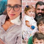 Letícia Cazarré e Juliano Cazarré com os filhos