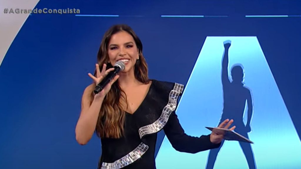 Mariana Rios apresenta 'A Grande Conquista'. Reprodução/Record TV