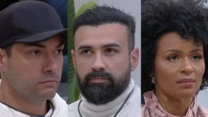 Bruno Camargo, Bruno Tálamo e Natália Deodato em 'A Grande Conquista'