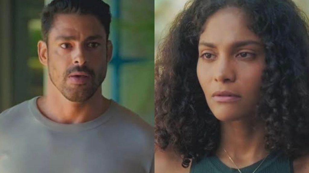 Caio (Cauã Reymond) e Aline (Barbara Reis) em 'Terra e Paixão' - Reprodução/ Globo