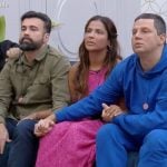 Bruno Tálamo, Gyselle e Thiago Servo em 'A Grande Conquista'. Reprodução/Record TV