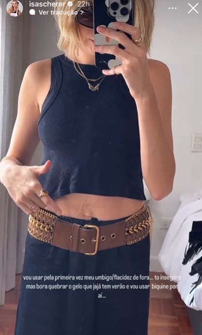 Isabella Scherer mostra barriga. Reprodução/Instagram