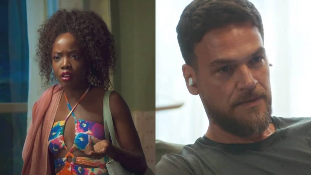 Kate (Clara Moneke) e Theo (Emilio Dantas) em 'Vai na Fé'