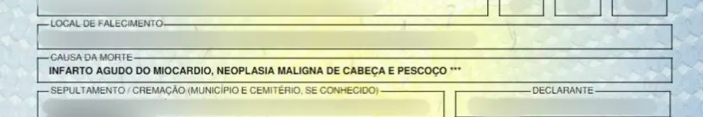 Certidão de óbito de Gal Costa