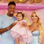 Éder Militão e Karoline Lima com a filha, Cecília